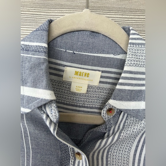 ANTHROPOLOGIE blue striped button down shirt XXSP (NWOT) - Picture 11 of 12